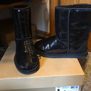 Sequined black Uggs size 9.  Brand new!